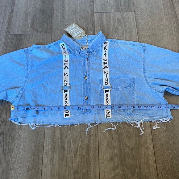 Furst Of A Kind Vintage Cut Off Button Down Top OS - Picture 6 of 12